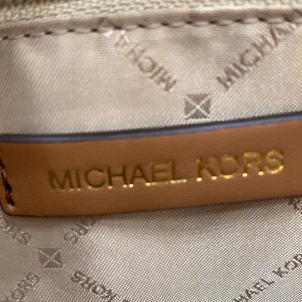 Michael Kors Hamilton Med Satchel Shoulder Crossbody Bag Luggage/Brown Signature - Picture 15 of 16